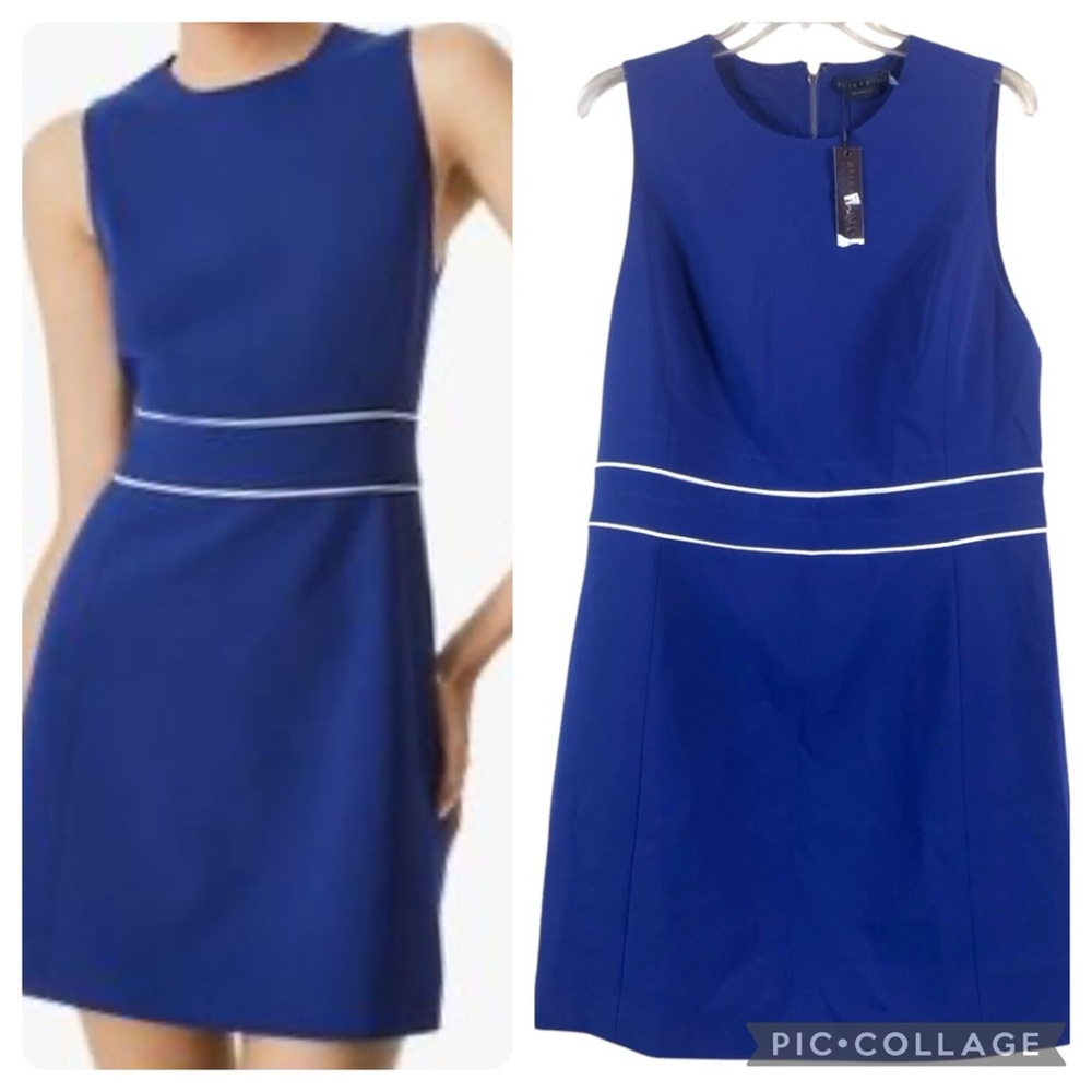 NWT Alice + Olivia Blue Coley Crewneck Sleeveless Dress Size 14